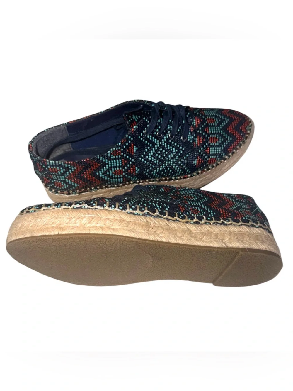 Indigo Rd Woven Pattern Espadrille Platform Lace-Up Shoes